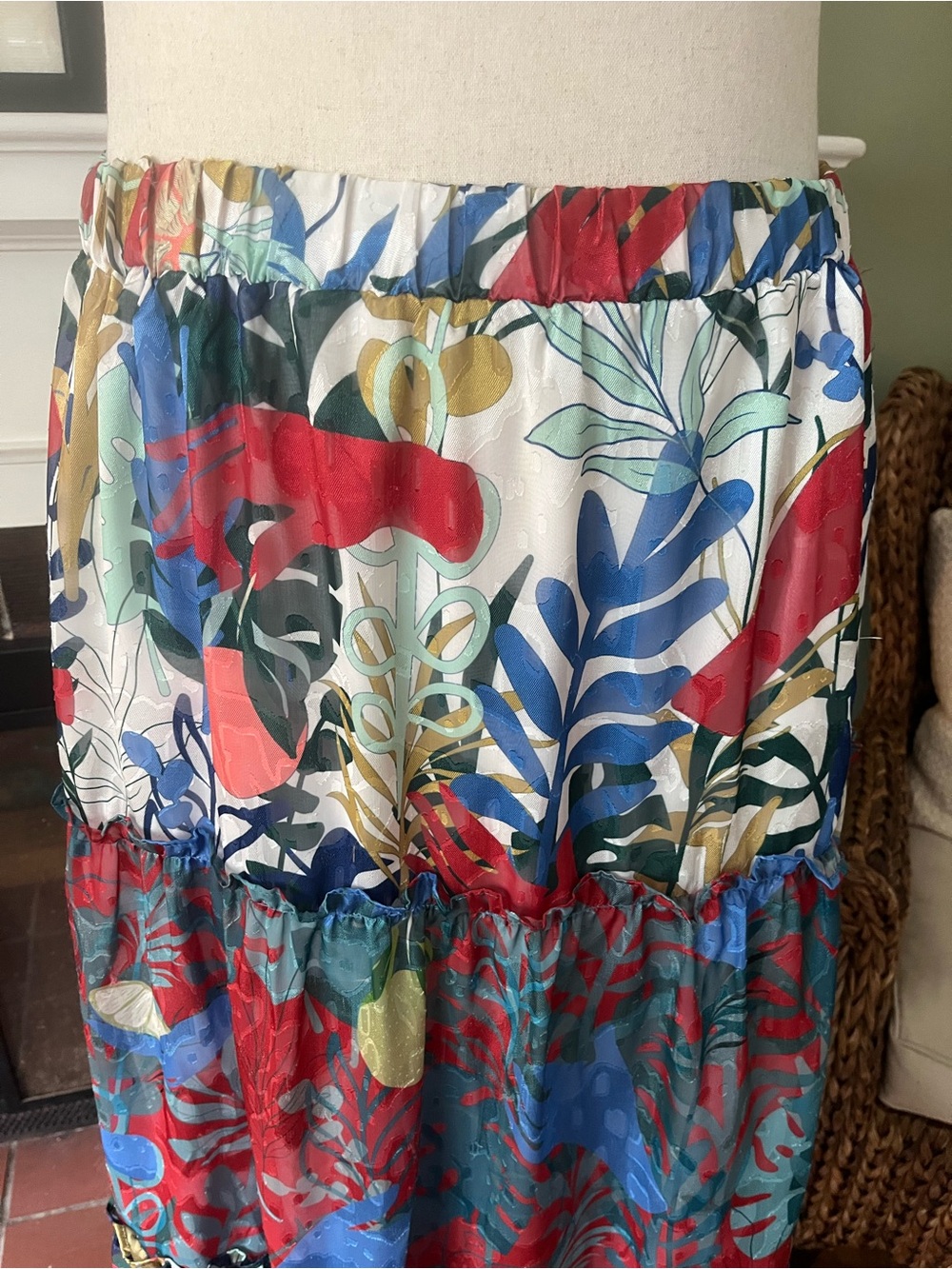 Anthropologie Hutch Boho Tropical Floral Tiered Maxi Skirt | Size 3X - Picture 2 of 11